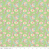 Image of Painted Petals Bouquets Green quilting cotton fabric by Lila Tueller for Riley Blake Designs. Features flowers on a green background. Cute Little Fabric Shop.