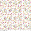 Image of Painted Petals Bouquets White quilting cotton fabric by Lila Tueller for Riley Blake Designs. Features flowers on a white background. Cute Little Fabric Shop.