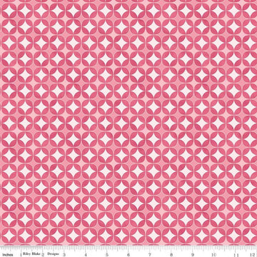 Image of Painted Petals Geo Circles Pink quilting cotton fabric by Lila Tueller for Riley Blake Designs. Features circles on a pink background. Cute Little Fabric Shop.