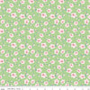 Image of Painted Petals Blossoms Green quilting cotton fabric by Lila Tueller for Riley Blake Designs. Features flowers on a green background. Cute Little Fabric Shop.