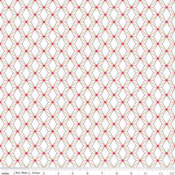 Image of Flourish Geometric White quilting cotton fabric by Sue Daley for Riley Blake Designs. Features a geometric pattern on a white background. Cute Little Fabric Shop.