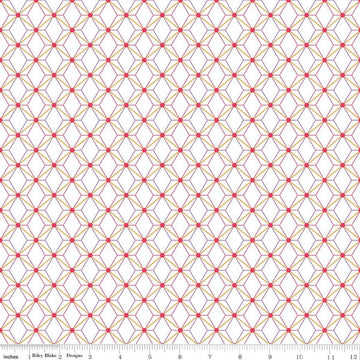 Image of Flourish Geometric White quilting cotton fabric by Sue Daley for Riley Blake Designs. Features a geometric pattern on a white background. Cute Little Fabric Shop.