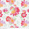 Image of Flourish Main White quilting cotton fabric by Sue Daley for Riley Blake Designs. Features flowers on a white background. Cute Little Fabric Shop.