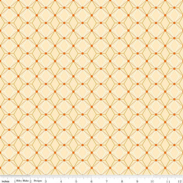 Image of Flourish Geometric Lemon quilting cotton fabric by Sue Daley for Riley Blake Designs. Features a geometric pattern on a yellow background. Cute Little Fabric Shop.