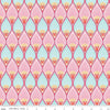 Image of Flourish Pineapple Aqua quilting cotton fabric by Sue Daley for Riley Blake Designs. Features a geometric pattern on a blue and purple background. Cute Little Fabric Shop.