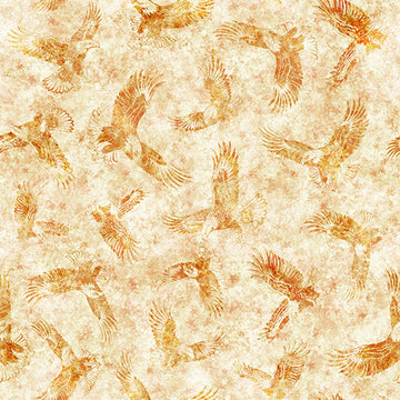 Image of Stars, Stripes, & Steel American Eagle Tonal Gold quilting cotton fabric by Morris Creative Group for QT Fabrics. Features tonal eagles on a cream background. Cute Little Fabric Shop.