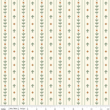 Image of Faraway Kingdom Royal Stripe Sand quilting cotton fabric by Natàlia Juan Abelló for Riley Blake Designs. Features stripes on a cream background. Cute Little Fabric Shop.