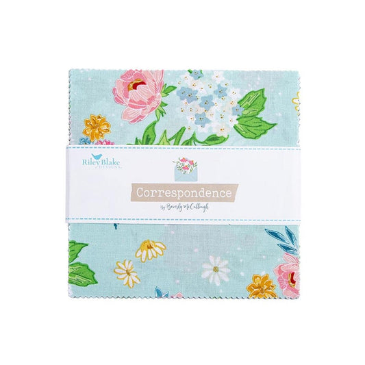 Correspondence 5" Stacker Floral Fabric - 5-17560-42 - 42-piece Precut - Riley Blake Quilting Cotton Fabric