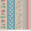Image of Correspondence Wide Stripe Wheat quilting cotton fabric by Beverly McCullough for Riley Blake Designs. Features stripes on a brown background. Cute Little Fabric Shop.