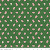 Image of Correspondence Stitched Flowers Pickle quilting cotton fabric by Beverly McCullough for Riley Blake Designs. Features flowers on a green background. Cute Little Fabric Shop.