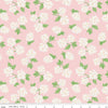Image of Correspondence Hydrangeas Pink Dogwood quilting cotton fabric by Beverly McCullough for Riley Blake Designs. Features flowers on a COLOR background. Cute Little Fabric Shop.