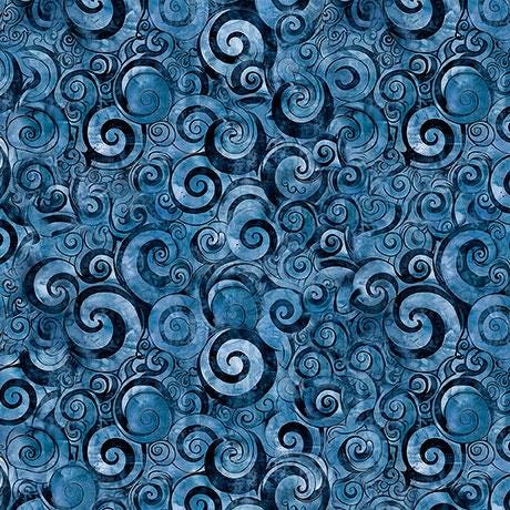 MINKY Mountain Splendor Scroll Geo Blue Swirl Fabric - 31586 - QT Fabrics 100% Polyester