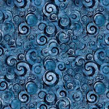 MINKY Mountain Splendor Scroll Geo Blue Swirl Fabric - 31586 - QT Fabrics 100% Polyester