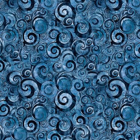 MINKY Mountain Splendor Scroll Geo Blue Swirl Fabric - 31586 - QT Fabrics 100% Polyester