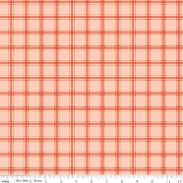 Image of Southern Charm Gingham Peaches 'n Cream quilting cotton fabric by The RBD Designers for Riley Blake Designs. Features gingham on an orange background. Cute Little Fabric Shop.