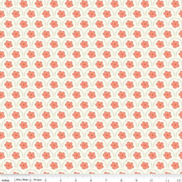 Image of Southern Charm Peach Blossoms Cloud quilting cotton fabric by The RBD Designers for Riley Blake Designs. Features flowers on a cream background. Cute Little Fabric Shop.