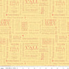 Image of Southern Charm Text Yellow quilting cotton fabric by The RBD Designers for Riley Blake Designs. Features words on a yellow background. Cute Little Fabric Shop.