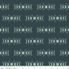 Image of The Apothecary Celestial Teal quilting cotton fabric by Amber Elliot for Riley Blake Designs. Features moons on a blue background. Cute Little Fabric Shop.
