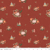 Image of The Apothecary Botanicals Rust quilting cotton fabric by Amber Elliot for Riley Blake Designs. Features nature on a red background. Cute Little Fabric Shop.