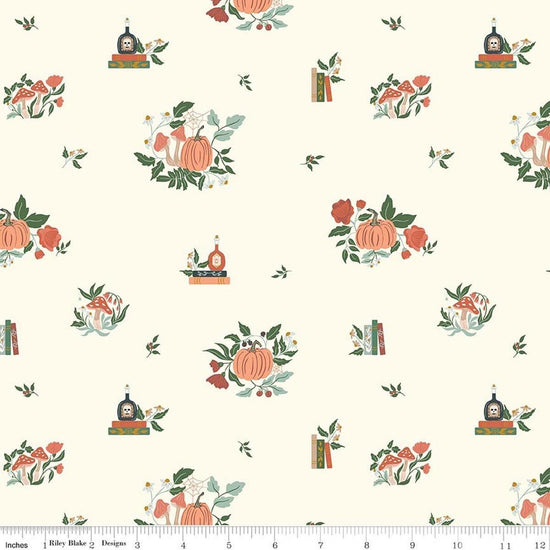 Image of The Apothecary Botanicals Cream quilting cotton fabric by Amber Elliot for Riley Blake Designs. Features nature on a cream background. Cute Little Fabric Shop.