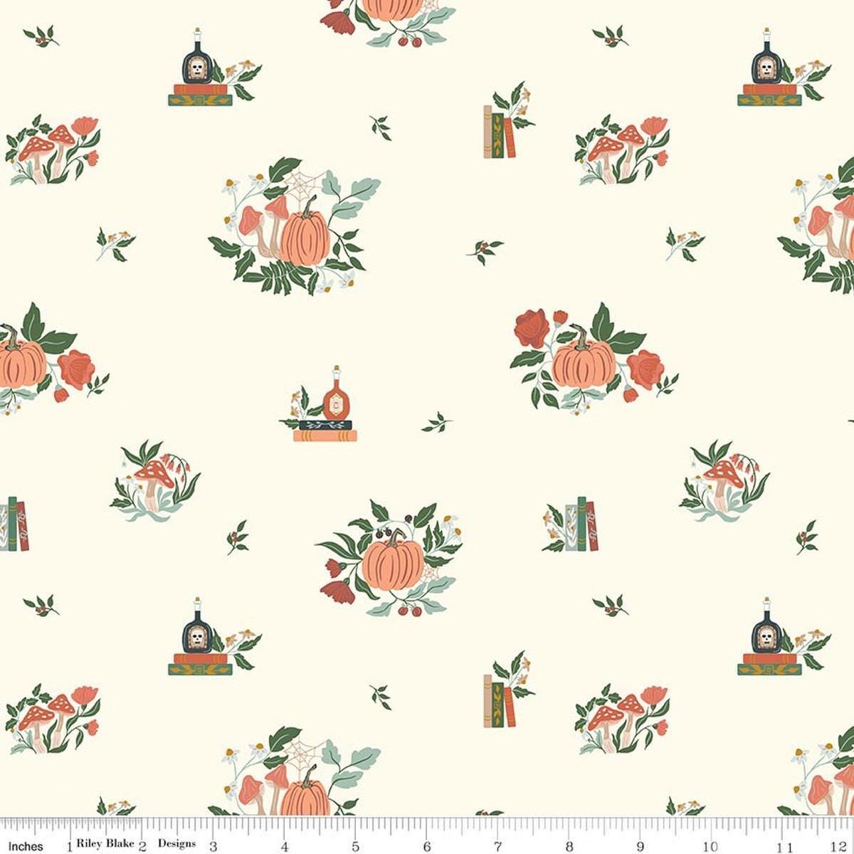 Image of The Apothecary Botanicals Cream quilting cotton fabric by Amber Elliot for Riley Blake Designs. Features nature on a cream background. Cute Little Fabric Shop.