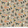 Image of Spooky Cats Gray quilting cotton fabric by Teresa Kogut for Riley Blake Designs. Features cats on a gray background. Cute Little Fabric Shop.