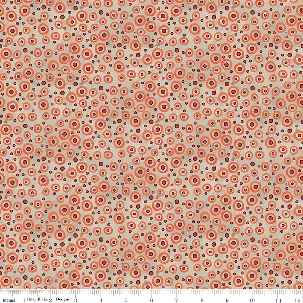 Image of Spooky Polka Dots Gray quilting cotton fabric by Teresa Kogut for Riley Blake Designs. Features dots on a gray background. Cute Little Fabric Shop.