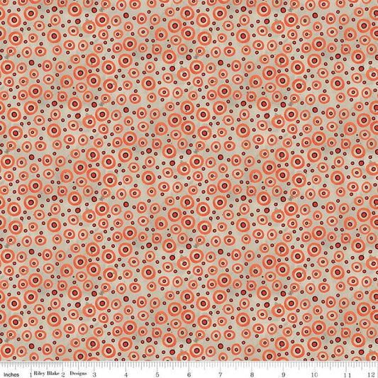 Image of Spooky Polka Dots Gray quilting cotton fabric by Teresa Kogut for Riley Blake Designs. Features dots on a gray background. Cute Little Fabric Shop.