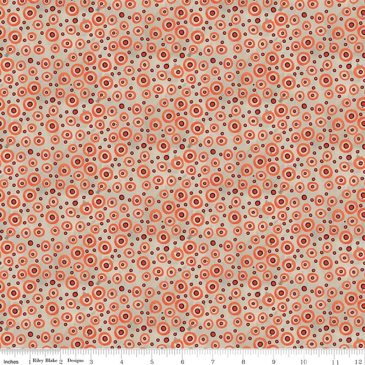Image of Spooky Polka Dots Gray quilting cotton fabric by Teresa Kogut for Riley Blake Designs. Features dots on a gray background. Cute Little Fabric Shop.