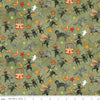 Image of Spooky Cats Green quilting cotton fabric by Teresa Kogut for Riley Blake Designs. Features cats on a green background. Cute Little Fabric Shop.