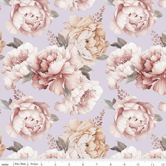 2yd 32" End of Bolt - SALE Daybreak on the Prairie Peonies Purple Floral Fabric WIDEBACK 108" Wide - Riley Blake Quilting Cotton Fabric