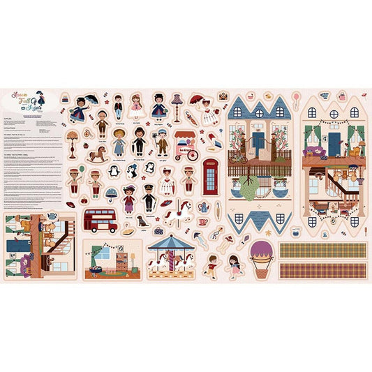 SALE A Spoonful of Sugar Mary Poppins Storybag FELT Panel Pattern Fabric - FT17088 - Riley Blake Polyester Felt Fabric