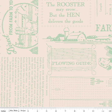 2 Yard 35" End of Bolt - SALE Farmer's Daughter Farm Life Sage Cream Green WIDEBACK - WB17193 - Riley Blake Quilting Cotton Fabric