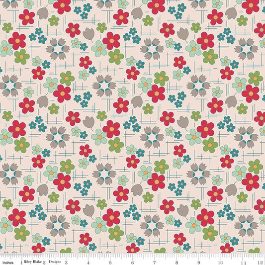 2 Yard 35" End of Bolt - SALE Farmer's Daughter Daisy Raindrop Cream Floral Fabric WIDEBACK 108" WIDE WB17198 Riley Blake Quilting Cotton