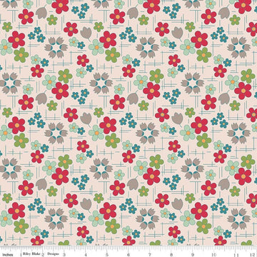 3 yard cut - SALE Farmer's Daughter Daisy Raindrop Cream Floral Fabric WIDEBACK 108" WIDE - WB17198 - Riley Blake Quilting Cotton Fabric