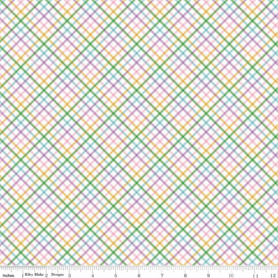 Image of Seasonal Basics Plaid Easter quilting cotton fabric by The RBD Designers for Riley Blake Designs. Features plaid on a multicolored background. Cute Little Fabric Shop.