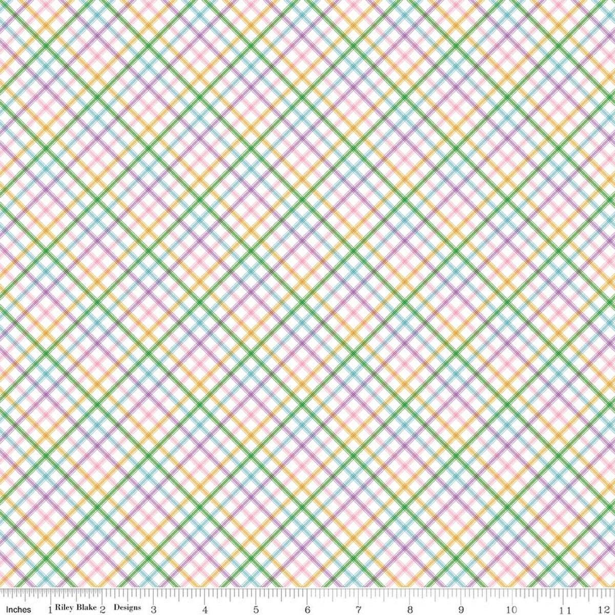 Image of Seasonal Basics Plaid Easter quilting cotton fabric by The RBD Designers for Riley Blake Designs. Features plaid on a multicolored background. Cute Little Fabric Shop.
