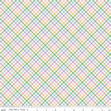 Image of Seasonal Basics Plaid Easter quilting cotton fabric by The RBD Designers for Riley Blake Designs. Features plaid on a multicolored background. Cute Little Fabric Shop.