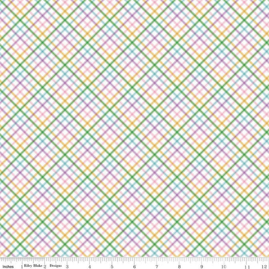 Image of Seasonal Basics Plaid Easter quilting cotton fabric by The RBD Designers for Riley Blake Designs. Features plaid on a multicolored background. Cute Little Fabric Shop.