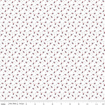 Image of Seasonal Basics Grand Ol' Flag White quilting cotton fabric by Christopher Thompson for Riley Blake Designs. Features American flags on a white background. Cute Little Fabric Shop.