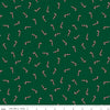 Image of Seasonal Basics Candy Canes Green quilting cotton fabric by Christopher Thompson for Riley Blake Designs. Features candy canes on a green background. Cute Little Fabric Shop.