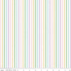 Image of Seasonal Basics Ticking Stripe Easter quilting cotton fabric by Christopher Thompson for Riley Blake Designs. Features stripes on a multicolored background. Cute Little Fabric Shop.