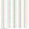 Image of Seasonal Basics Ticking Stripe Easter quilting cotton fabric by Christopher Thompson for Riley Blake Designs. Features stripes on a multicolored background. Cute Little Fabric Shop.