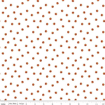 Image of Seasonal Basics Jacks White quilting cotton fabric by Christopher Thompson for Riley Blake Designs. Features pumpkins on a white background. Cute Little Fabric Shop.