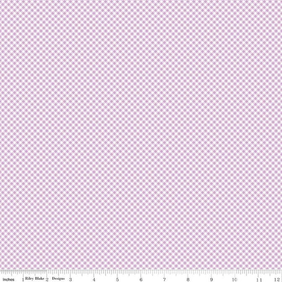 Image of Seasonal Basics Gingham Purple quilting cotton fabric by The RBD Designers for Riley Blake Designs. Features gingham on a purple background. Cute Little Fabric Shop.