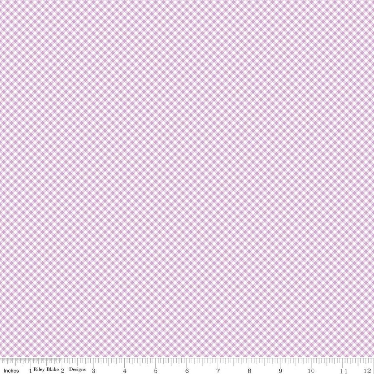 Image of Seasonal Basics Gingham Purple quilting cotton fabric by The RBD Designers for Riley Blake Designs. Features gingham on a purple background. Cute Little Fabric Shop.