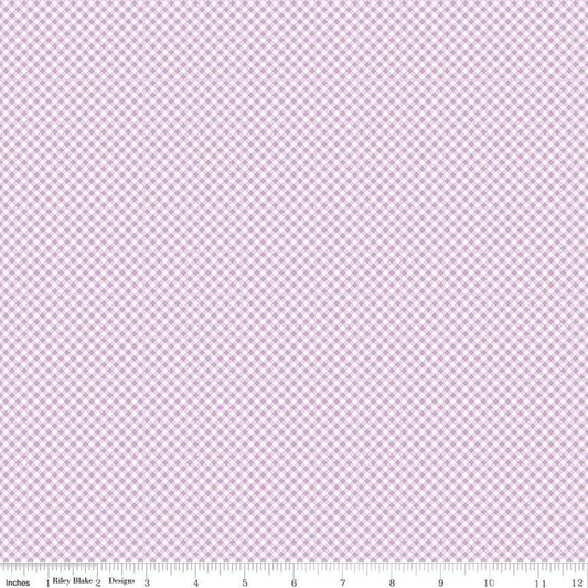Image of Seasonal Basics Gingham Purple quilting cotton fabric by The RBD Designers for Riley Blake Designs. Features gingham on a purple background. Cute Little Fabric Shop.