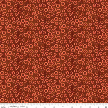 Image of Spooky Polka Dots Rusty Oak quilting cotton fabric by Teresa Kogut for Riley Blake Designs. Features dots on an orange background. Cute Little Fabric Shop.