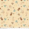 Image of Designer Flannel Baby Boy Animal Toss Yellow by Lori Whitlock for Riley Blake Designs. Features animals on a yellow background. Cute Little Fabric Shop.