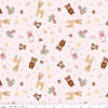 Image of Designer Flannel Baby Girl Animal Toss Pink by Lori Whitlock for Riley Blake Designs. Features animals on a pink background. Cute Little Fabric Shop.
